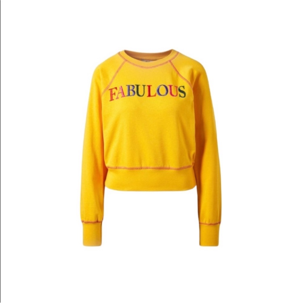 C & A Buying co casual yellow long sleeve embroidery rainbow sweatshirt large